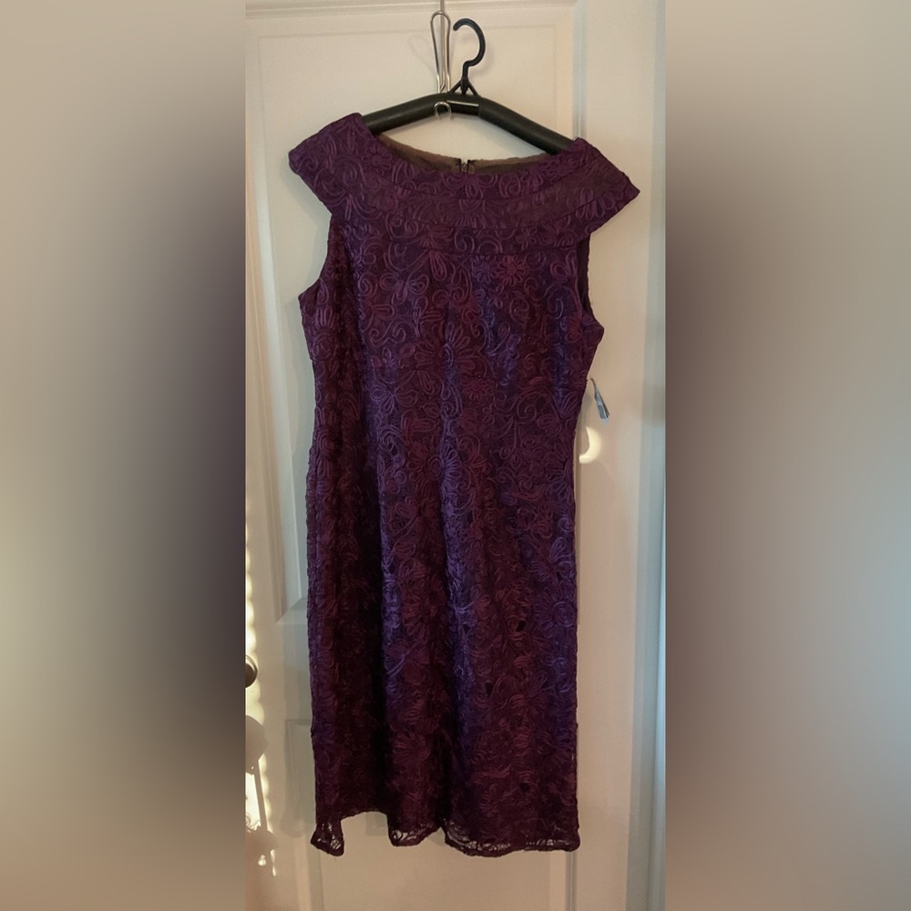 Alex Evenings Purple Lace Midi Dress